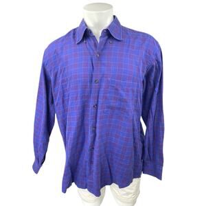 Paul Stuart Men's Purple Gingham Check Long Sleeve Button Down Shirt Top Size XL